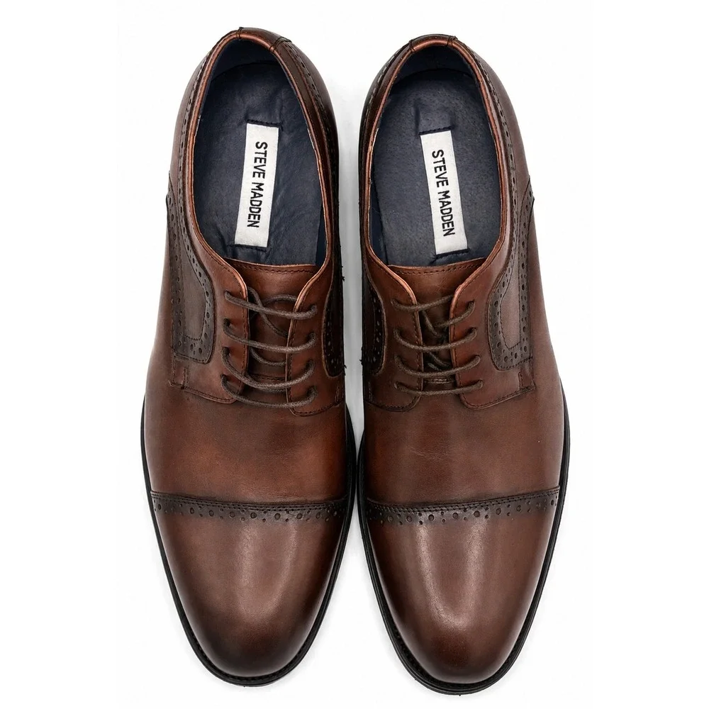 Steve Madden WEBB01M1 Men's Size 11M Brown Leather Cap Toe Oxford Dress‎ Shoes